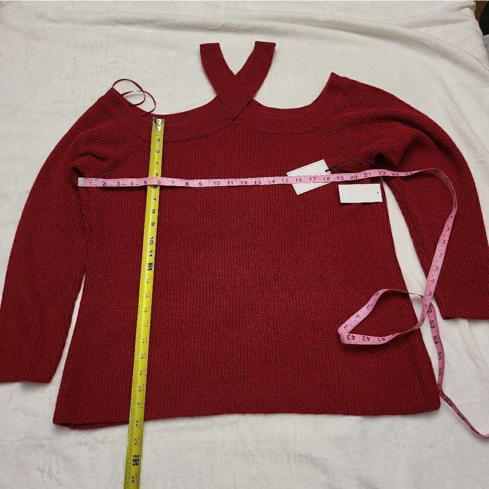 1. State Red Off the Shoulder Plus Size Sweater - Picture 3 of 8